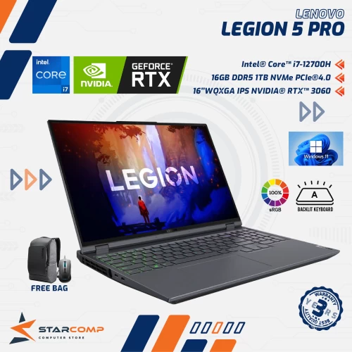 LENOVO LEGION 5I PRO I7-12700H 16GB 1TB SSD RTX3060 16" QHD 240HZ SRGB