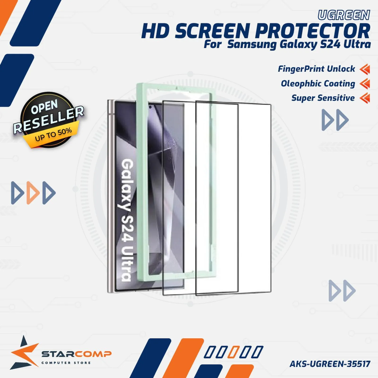 SCREEN PROTECTOR UGREEN HD FULL COVERAGE SAMSUNG S24 ULTRA ISI 2 (35517)