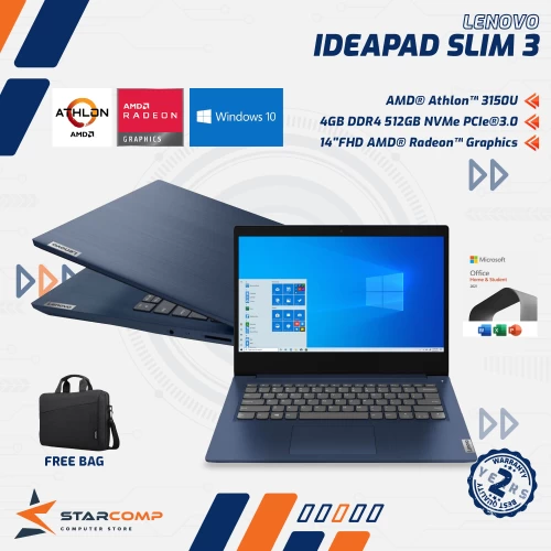 LENOVO IDEAPAD SLIM 3 ATHLON 3150U 4GB 512GB 14" HD