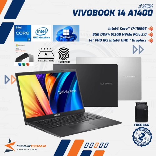 ASUS VIVOBOOK 14 A1400EA I7-1165G7 8GB 512GB SSD 14" FHD IPS W11+OHS
