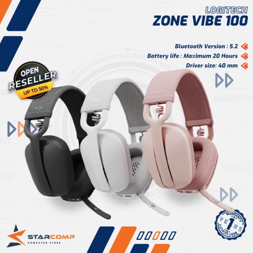 LOGITECH ZONE VIBE 100 LIGHTWEIGHT WIRELESS HEADPHONES