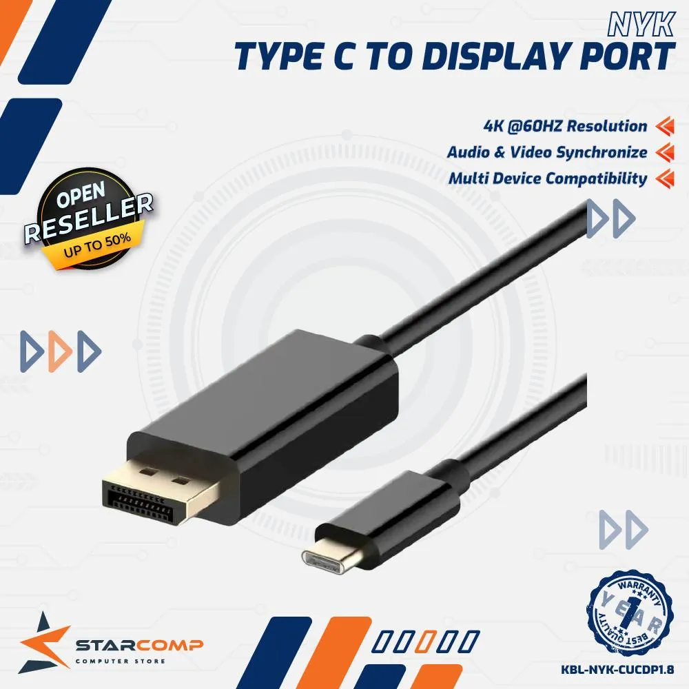 CONVERTER KABEL NYK TYPE C TO DISPLAY PORT 1.8M