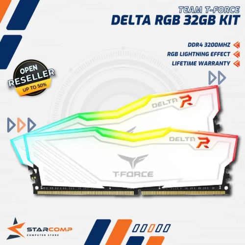TEAM T-FORCE DELTA RGB 32GB KIT DDR4 3200MHZ WHITE