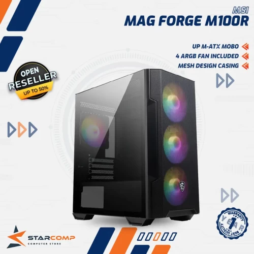 MSI MAG FORGE M100R MICRO ATX INCLUDE 4 FAN ARGB