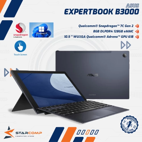 ASUS EXPERTBOOK B3000 SNAPDRAGON 7C GEN 2 8GB 128GB 10.5" WUXGA W11
