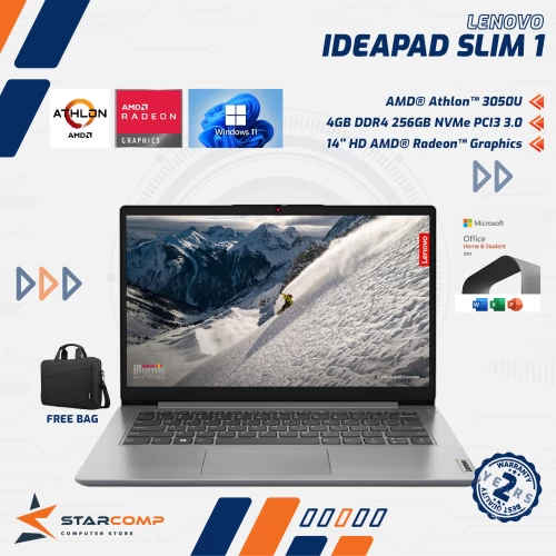 LENOVO IDEAPAD SLIM 1 | ATHLON 3050U 4GB 256GB AMD RADEON 14" W11+OHS