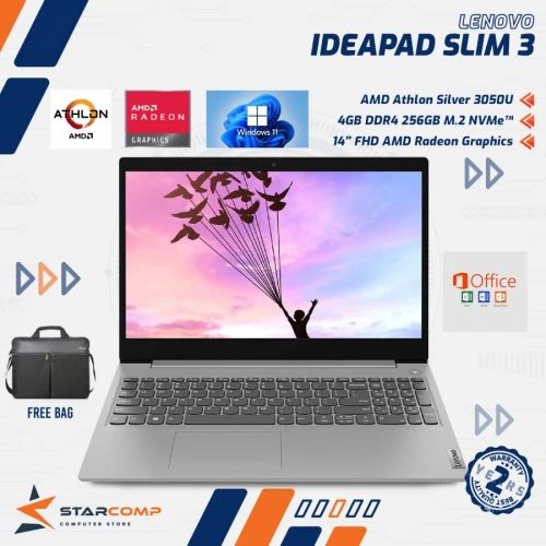 LENOVO IDEAPAD SLIM 3 | ATHLON 3050U 4GB 256GB SSD 14" FHD PLATINUM GREY