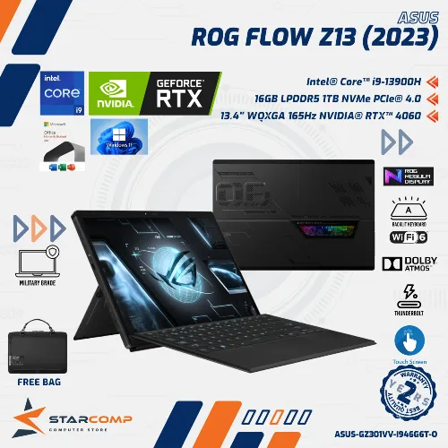 ASUS ROG FLOW Z13 GZ301VV I9-13900H RTX4060 16GB 1TB 13.4" QHD 165HZ W11 OHS