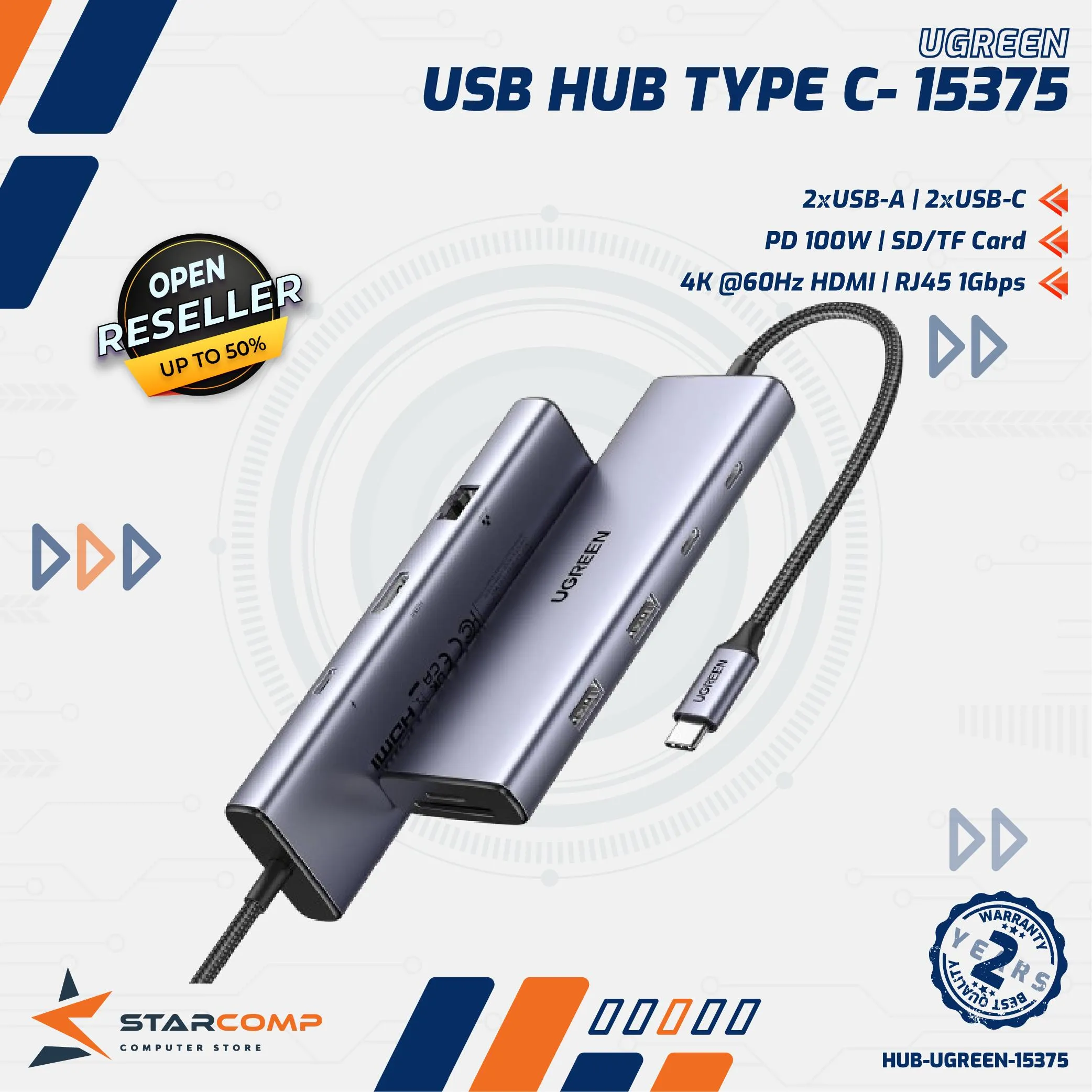 USB HUB UGREEN TYPE C 9IN1 (15375)