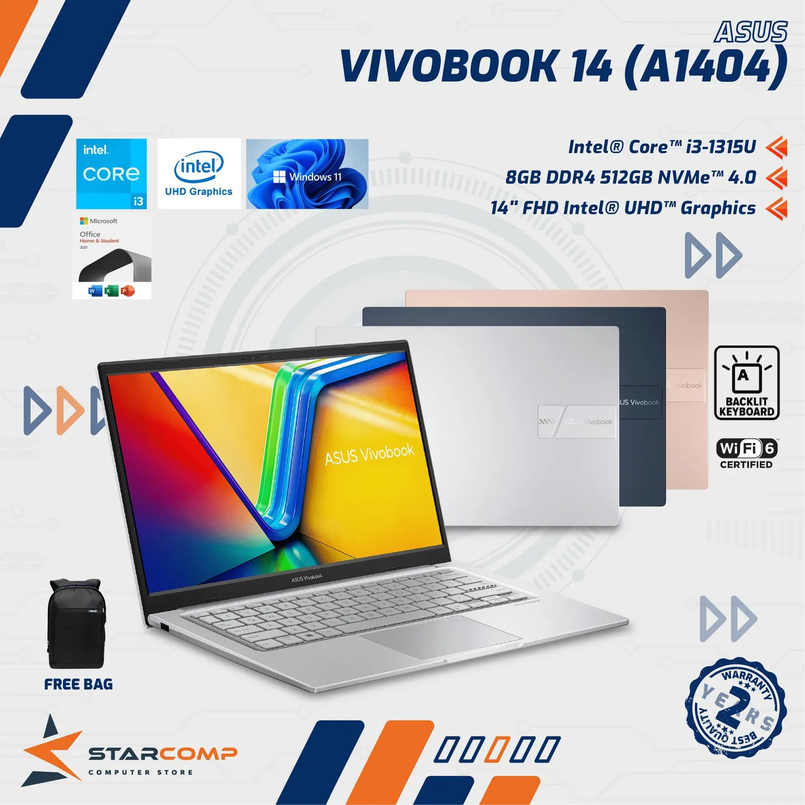 NOTEBOOK ASUS A1404VA CORE I3-1315U/8/256
