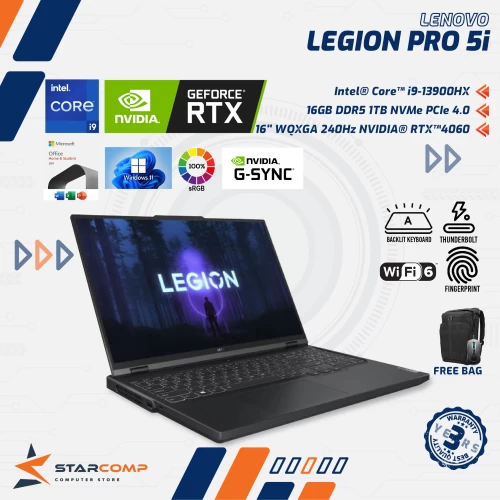 LENOVO LEGION PRO 5I CORE I9-13900HX RTX4060 16GB 1TB 16" WQXGA 240HZ SRGB