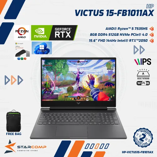HP VICTUS 15-FB1011AX RYZEN 5-7535HS 8GB RTX2050 512GB 15.6" FHD W11 OHS