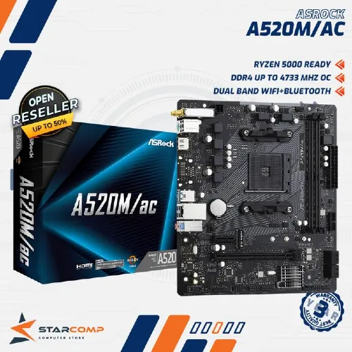 ASROCK A520M/AC MAINBOARD AMD AM4 DDR4 A 520