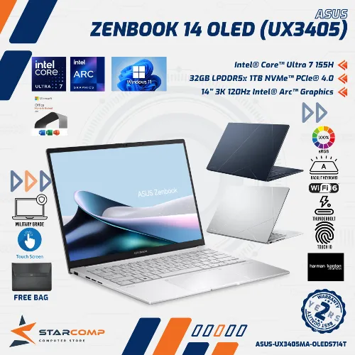 ASUS ZENBOOK 14 OLED UX3405MA INTEL ULTRA 7 155H 32GB 1TB 14" 3K TOUCH