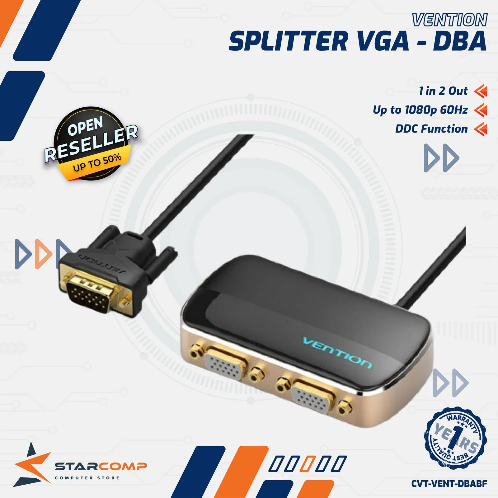 SPLITTER VGA VENTION 1IN-2OUT (DBABF)
