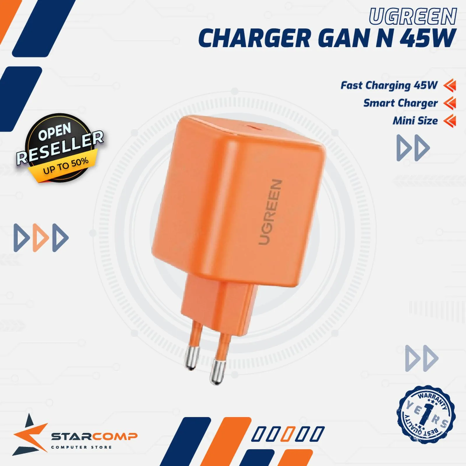 CHARGER UGREEN N SERIES GAN 45W (95321)