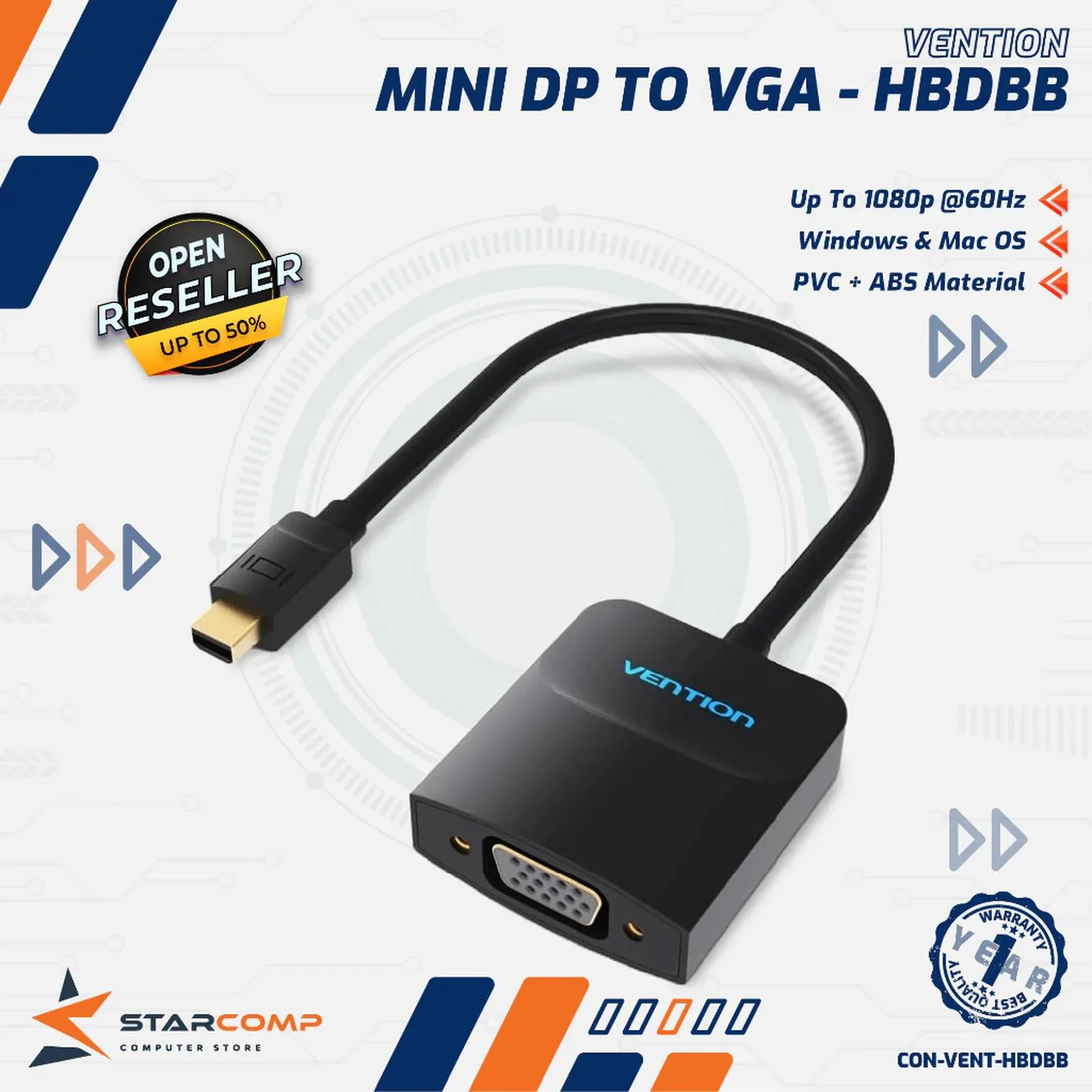 CONVERTER VENTION DISPLAY PORT MINI TO VGA (HBDBB)