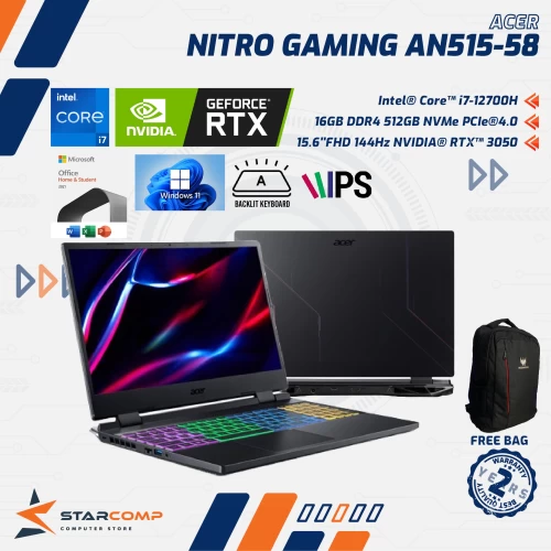 ACER NITRO 5 AN515-58 I7-12700H 16GB 512GB RTX3050 4GB 15.6" 144HZ OHS
