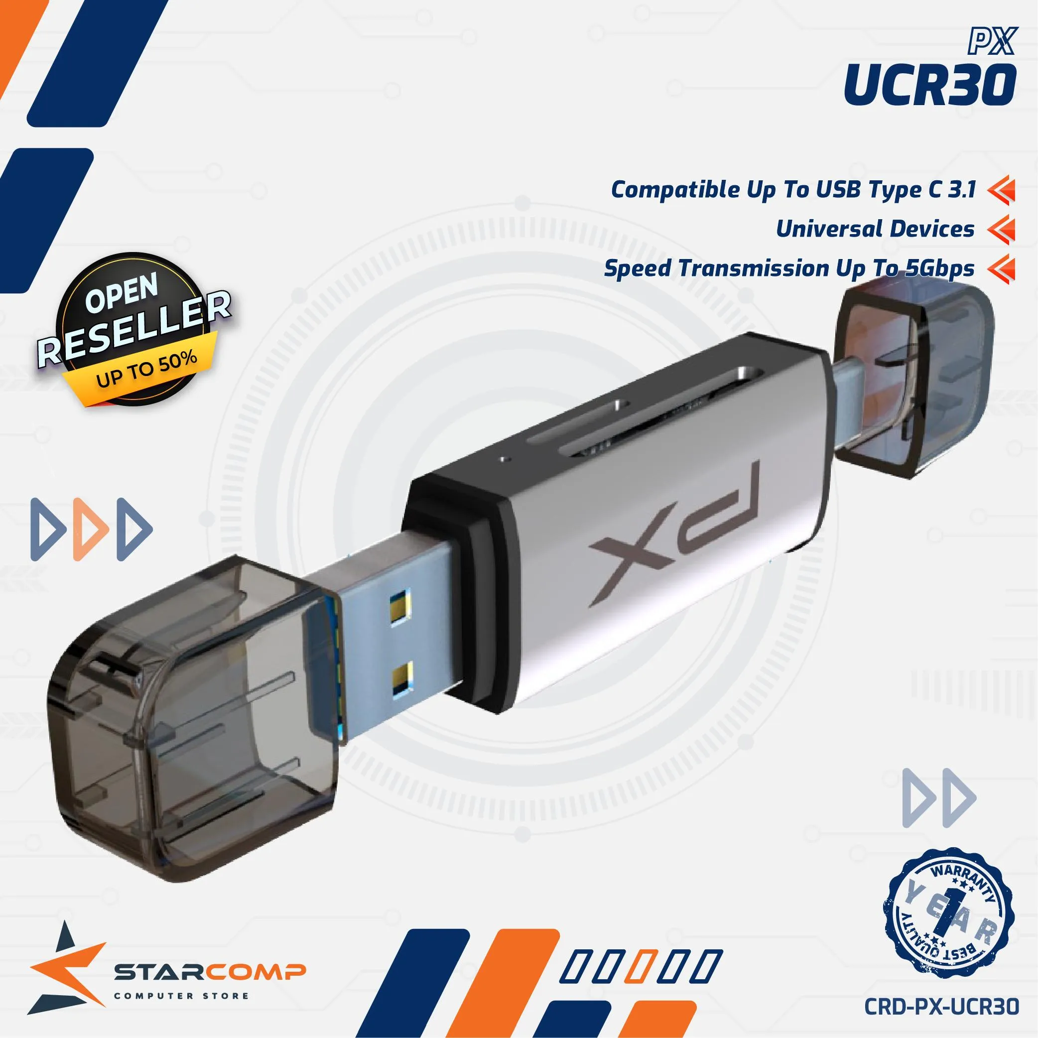 CARD READER PX USB3.0 + TYPEC (UCR30)