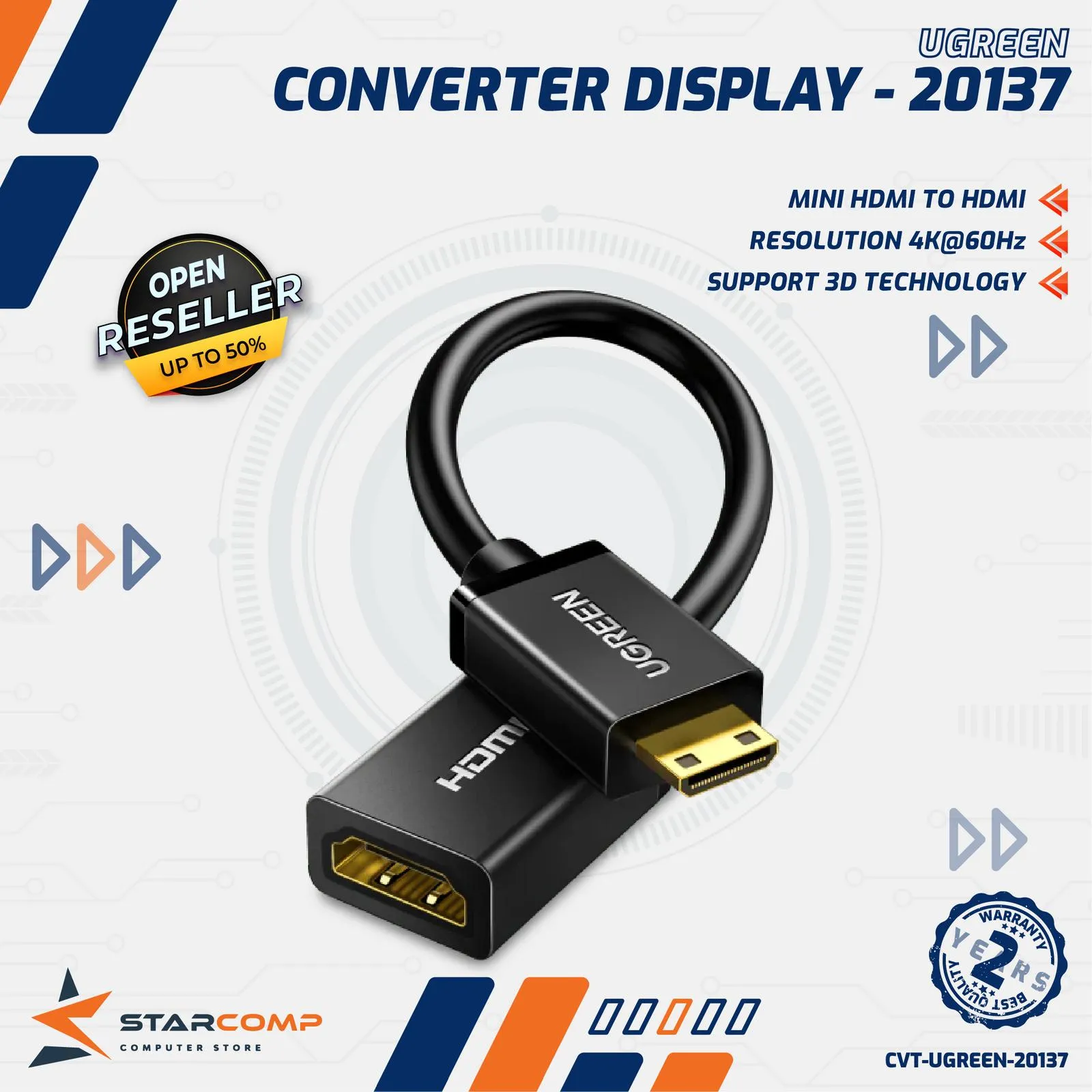 CONVERTER UGREEN MINI HDMI TO HDMI M/F (20137)