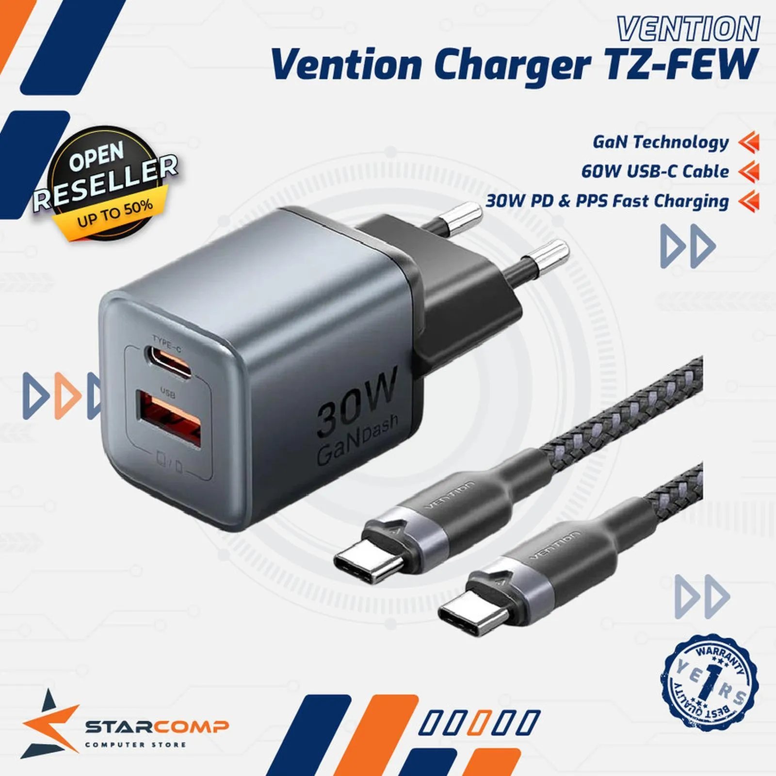 CHARGER SET VENTION GANDASH GAN (TZ-FEWH0-EU)