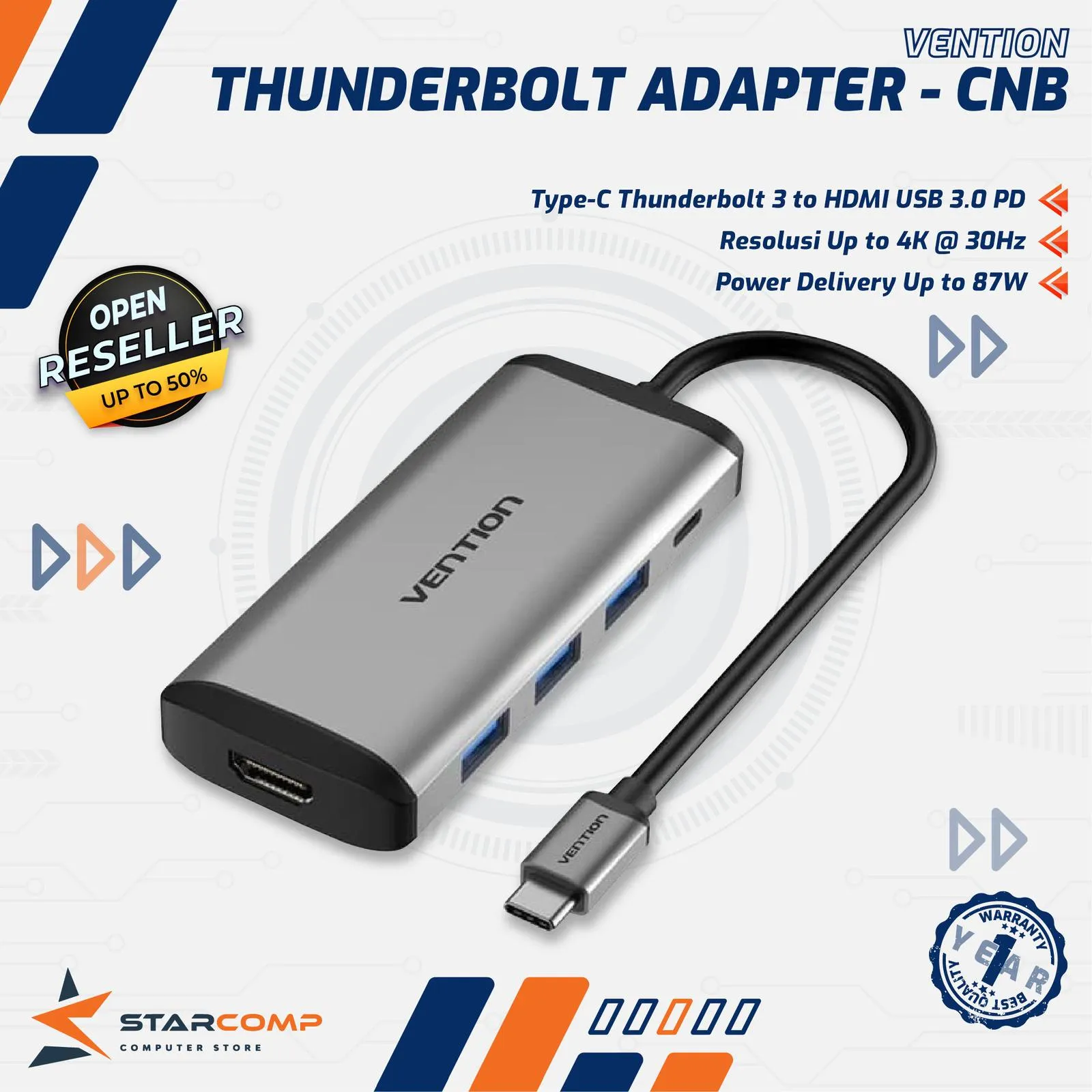 USB HUB VENTION USB-C TO HDMI DOCKING STATION 0.15M (CNBHB)