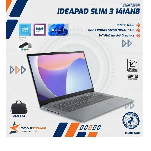 LENOVO IDEAPAD SLIM 3 14IAN8 INTEL N100 8GB 512GB 14" FHD W11 OHS
