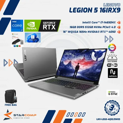 LENOVO LEGION 5 16IRX9 CORE I7 14650HX RTX4050 16GB 512GB 16" SRGB W11 OHS