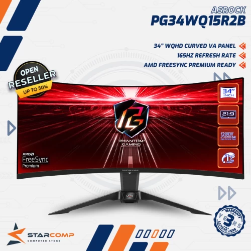 ASROCK PHANTOM GAMING PG34WQ15R2B CURVED WQHD 34"