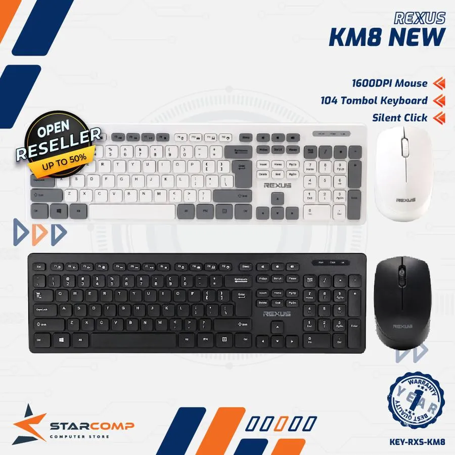 KEY+MOUSE WIRELESS REXUS KM8 NEW
