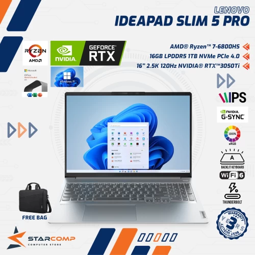 LENOVO IDEAPAD 5 PRO RYZEN 7 6800HS 16GB 1TB RTX3050TI 16" 2.5K IPS SRGB CREATOR EDITION