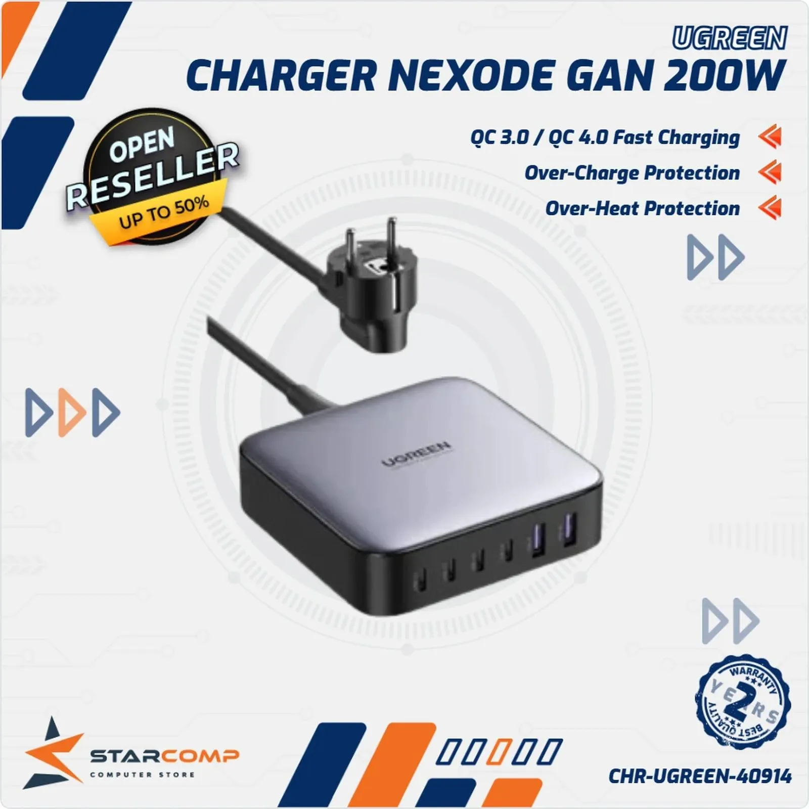 CHARGER UGREEN NEXODE GAN 200W (40914)