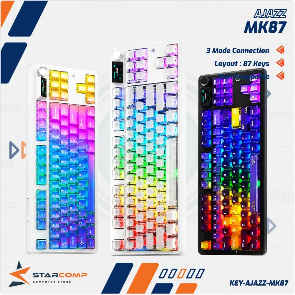 KEY AJAZZ MK87 SCREEN 3MODE GRADIENT BABY LYCHEE SWITCH SOUTH FACING