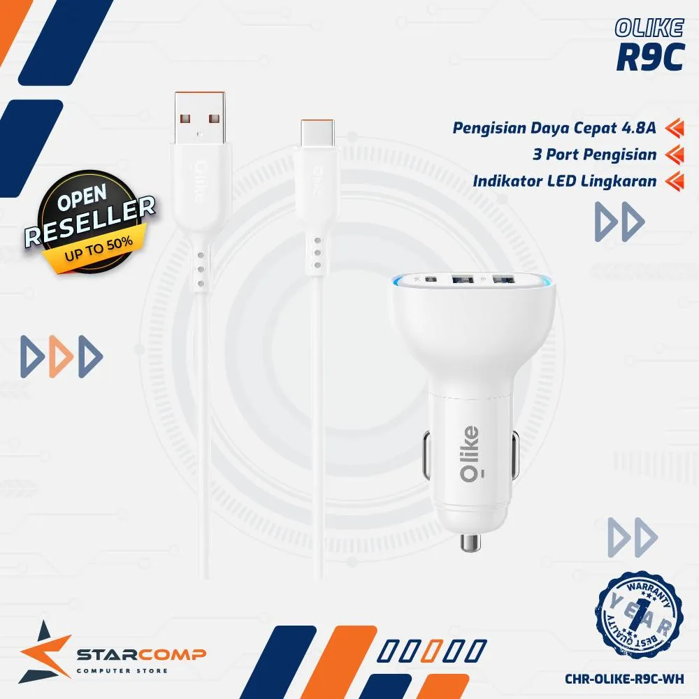 CAR CHARGER OLIKE SET WITH 3 PORTS R9C