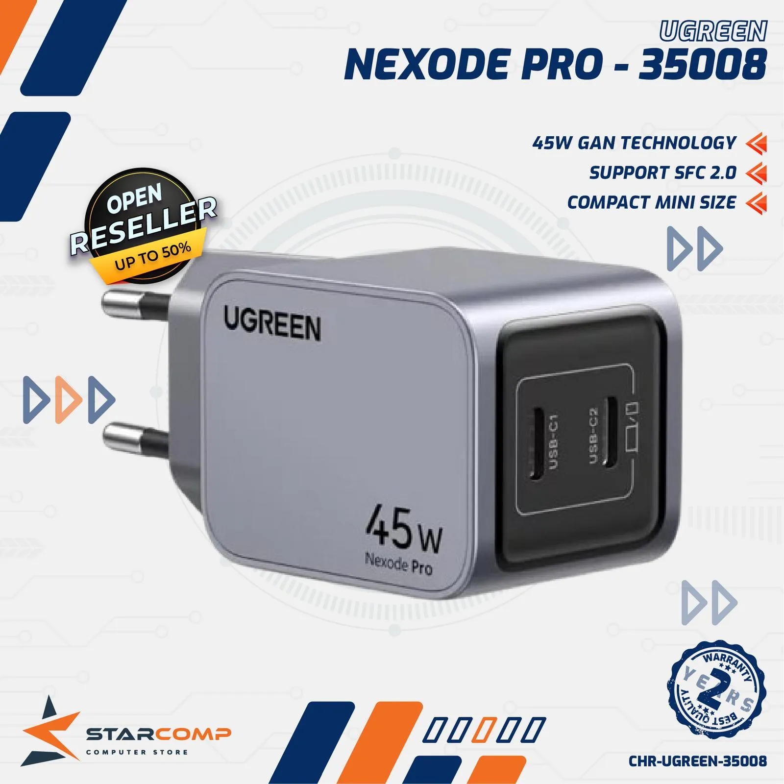 CHARGER UGREEN NEXODE PRO GAN 45W (35008)