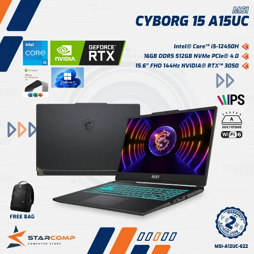 MSI CYBORG 15 A12UC I5-12450H 16GB 512GB RTX3050 4GB 15.6" 144HZ W11
