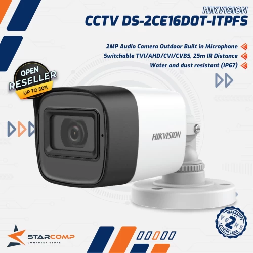 HIKVISION DS-2CE16D0T-ITPFS 2MP (2.8MM) BUILT IN MIC