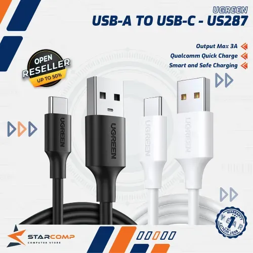 UGREEN KABEL CHARGER USB-C TO USB-A (FAST CHARGING) - US287 CABLE