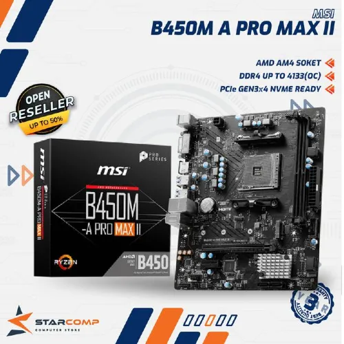 MSI B450M-A PRO MAX II SOCKET AM4 SOKET DDR4 UP TO 4133 (OC) - A PRO MAX II