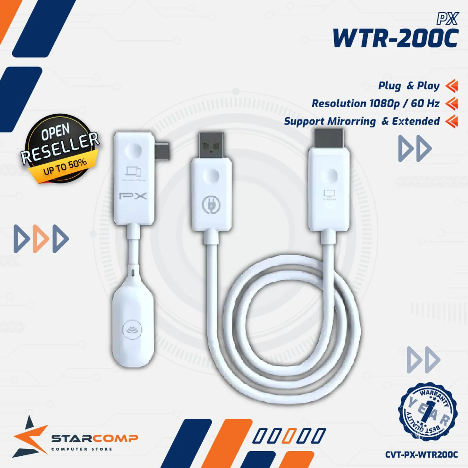 WIRELESS HD TRANSMITTER RECEIVER PX WTR-200C