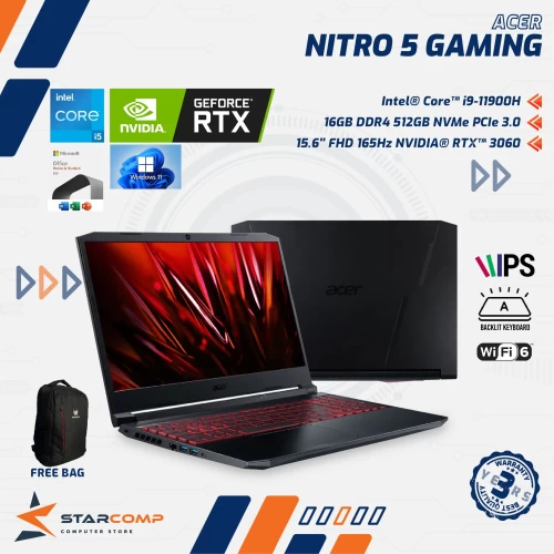 ACER NITRO 5 AN515-57 CORE I9-11900H RTX3060 16GB 512GB 15.6" QHD 165HZ OHS