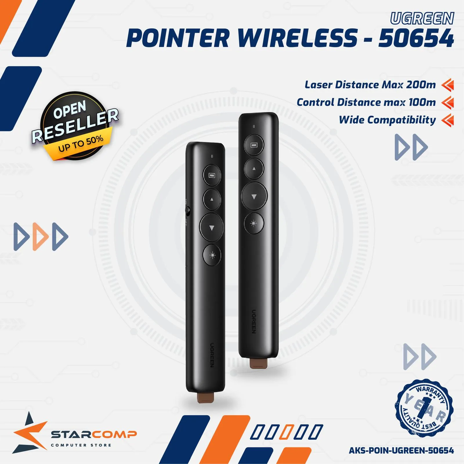 POINTER UGREEN WIRELESS LASER WITHOUT VOL (50654)