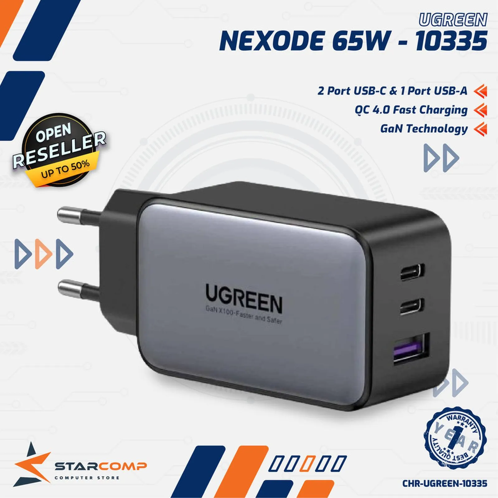 CHARGER UGREEN NEXODE GAN 65W (10335)