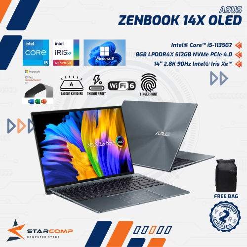 ASUS ZENBOOK 14X OLED UX5401EA CORE I5-1135G7 8GB 512GB IRISXE 14" 2.8K OHS
