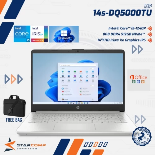 HP 14S-DQ5000TU | CORE I5-1240P 512GB SSD 8GB IRIS XW14" FHD IPS
