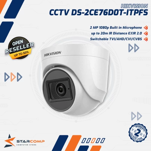 CCTV HIKVISION DS-2CE76D0T-ITPFS 2MP (2.8MM)