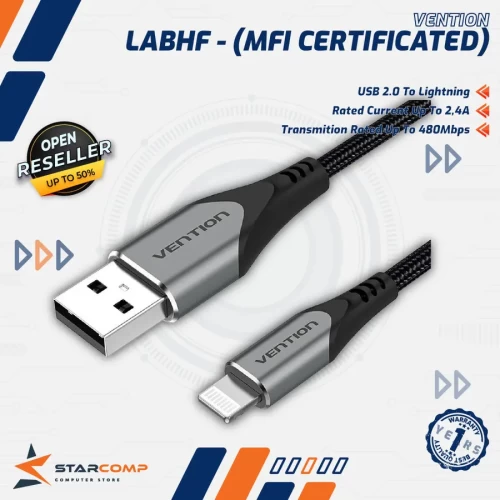VENTION KABEL DATA CHARGER USB 2.0 TO LIGHTNING MFI CERTIFICATED