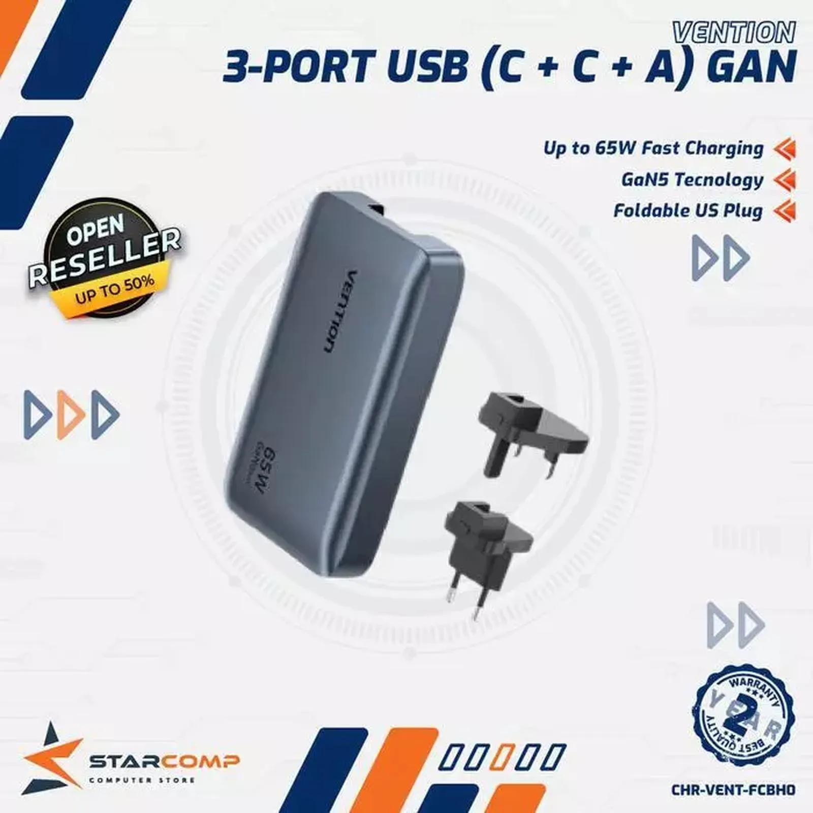 CHARGER VENTION 3PORT USB (C+C+A) (FCBH0)
