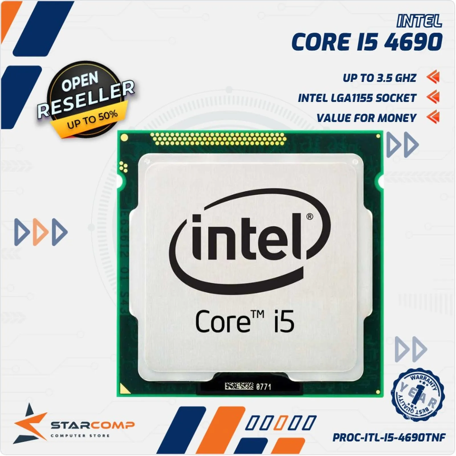 PROCESSOR INTEL CORE I5 4690 TRAY NO FAN