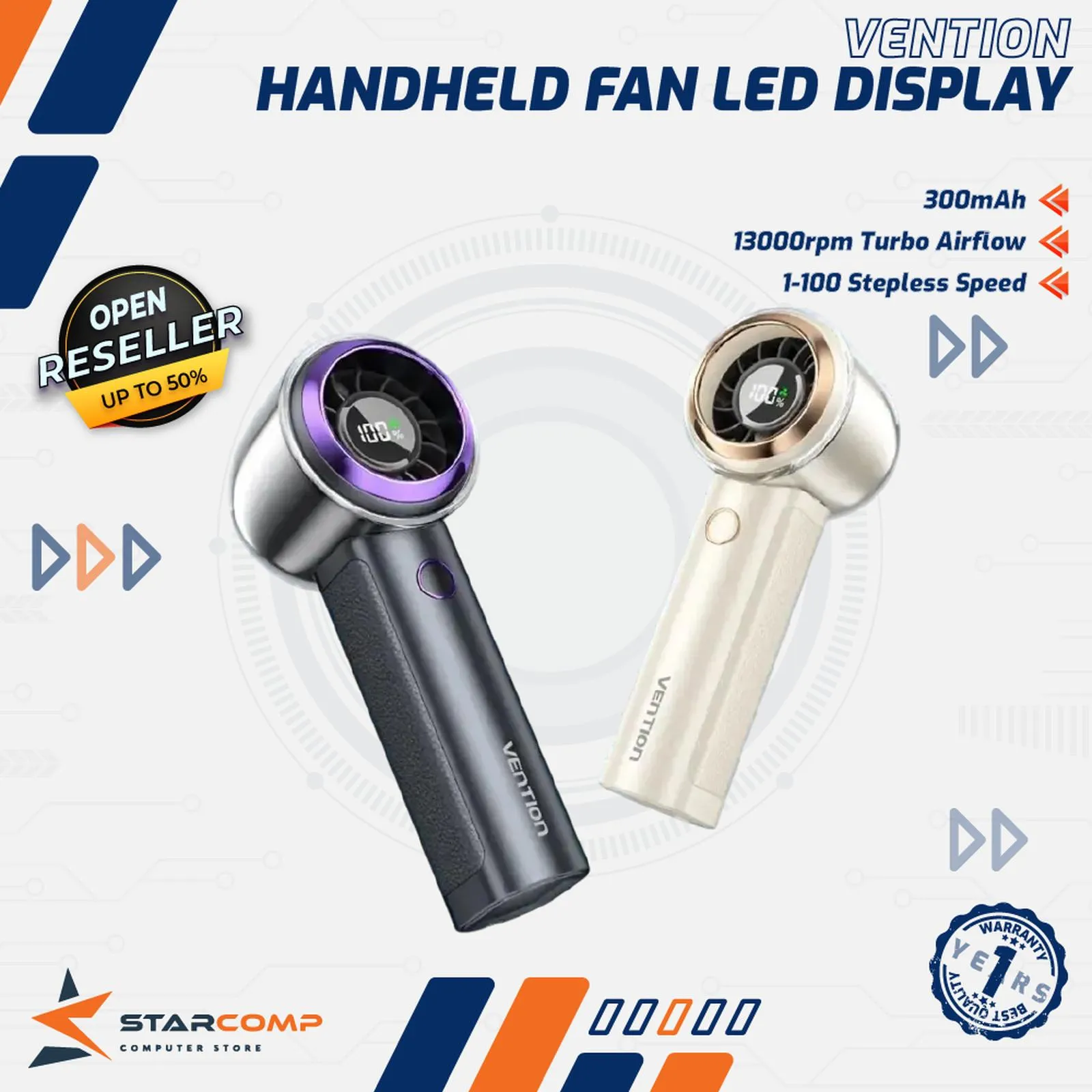 FAN VENTION HANDHELD WITH LED DISPLAY BEIGE (PBAN0)